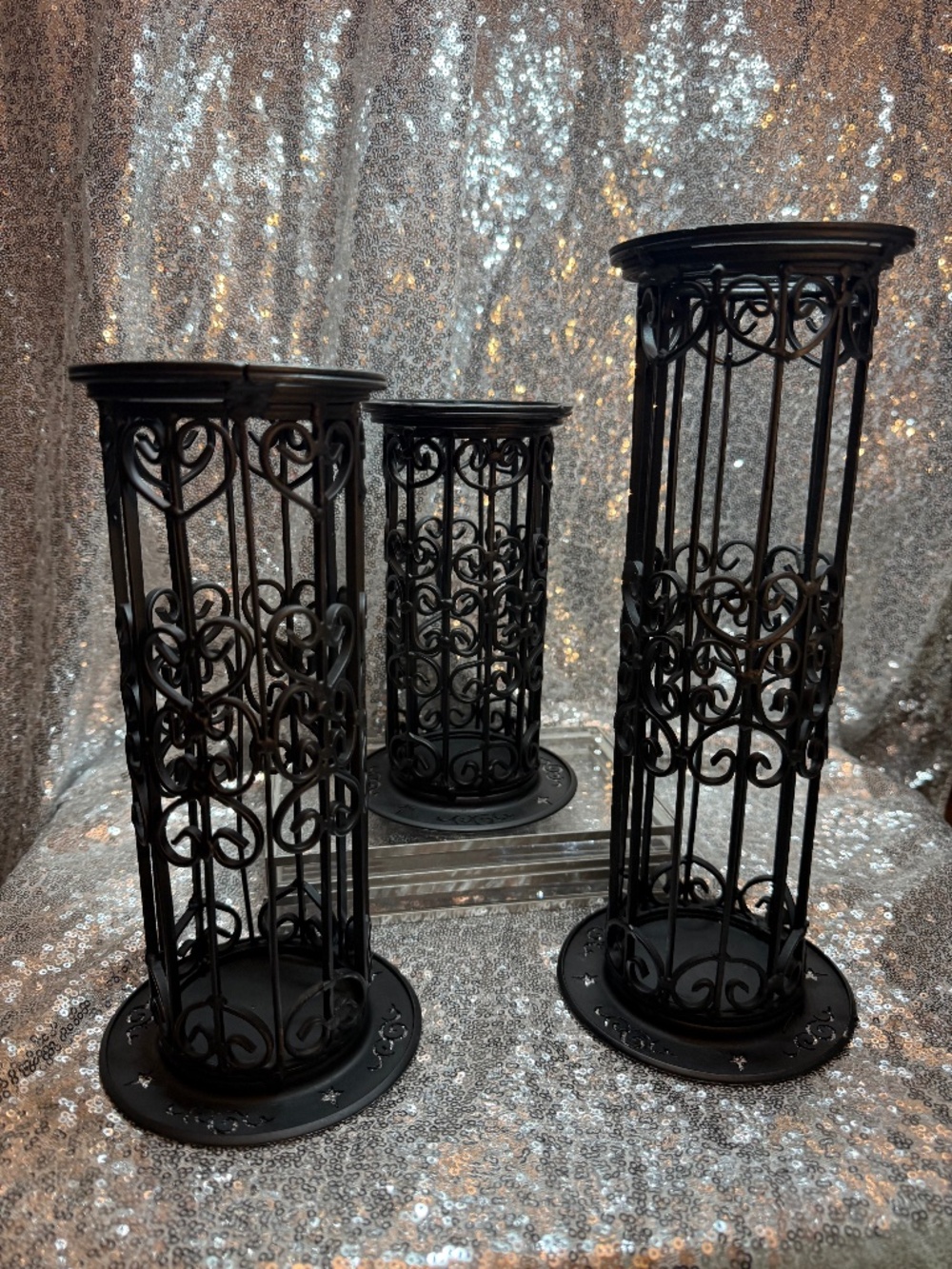 Vintage black metal candle holder